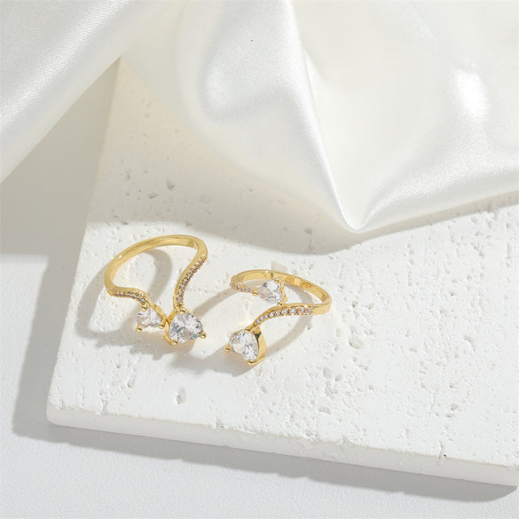 Cross-border new simple light luxury love zircon ring niche temperament Internet celebrity with the same opening adjustable ring