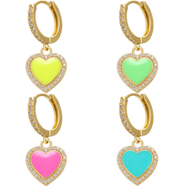 Color Dripping Oil Earrings Heart Zircon Copper Earrings Cross-border Jewelry Accessories Wholesale
