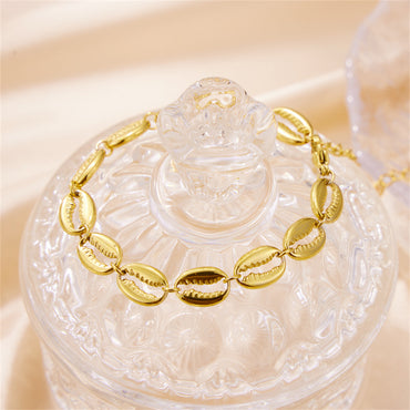 Stainless Steel 18K Gold Plated Simple Style Shell Bracelets