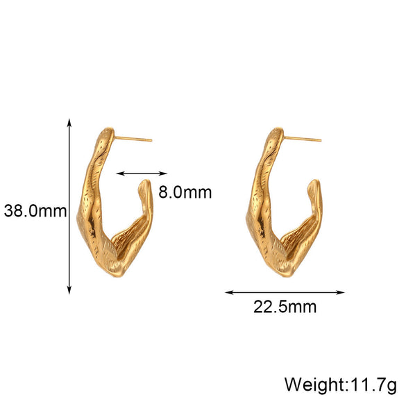 Fashion Irregular Geometric Stainless Steel 18K Gold Plated Earrings