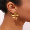 Fashion Flower Geometric Stainless Steel 18K Gold Plated Stud Earrings