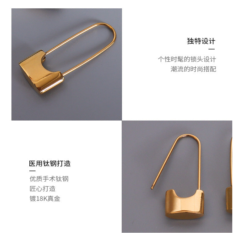 Fashion Lock Titanium Steel Earrings