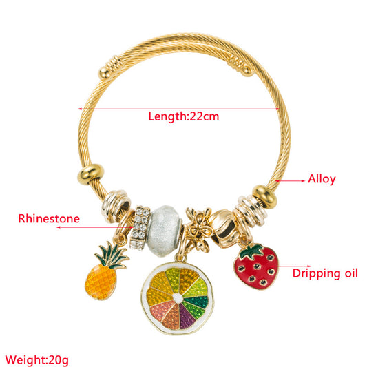 Fashion Fruit Alloy Plating Inlay Rhinestones Bracelets