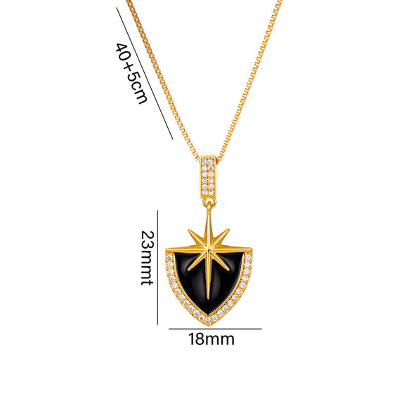 Moderate Luxury Quadrilateral Heart Titanium Steel 18K Gold Plated Necklaces
