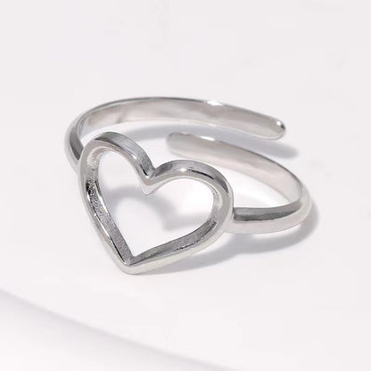 Stainless Steel Simple Style Heart Shape Smiley Face Plating Open Rings