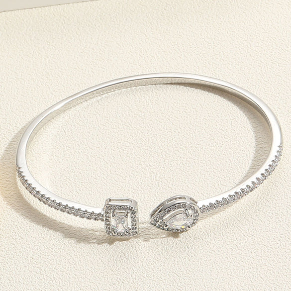 popular water drop square zircon bracelet cross-border personalized design flower welding rhinestone hand jewelry