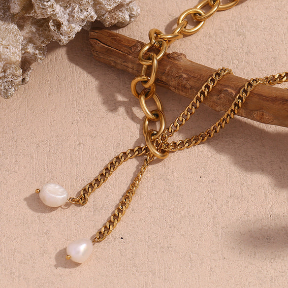 Fashion Circle Geometric Stainless Steel 18K Gold Plated Necklaces