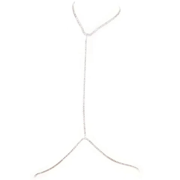 Sexy Bikini Chest Chain Single-layer Rhinestone Necklace Body Chain