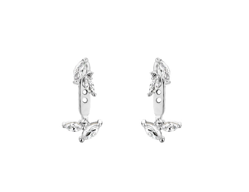 1 Pair Simple Style Leaf Plating Inlay Sterling Silver Zircon Ear Studs