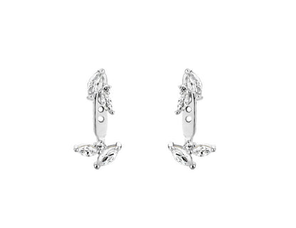 1 Pair Simple Style Leaf Plating Inlay Sterling Silver Zircon Ear Studs