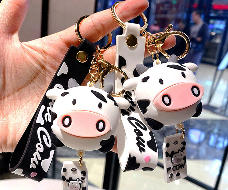 Korean Style Creative New Cartoon Cute Cow Keychain Pendant Cars And Bags Hanging Decoration Year Of The Ox Small Gift Wholesale
