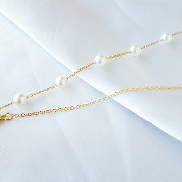 Simple Style Fish Tail Artificial Pearl Alloy Inlay Rhinestones Necklace