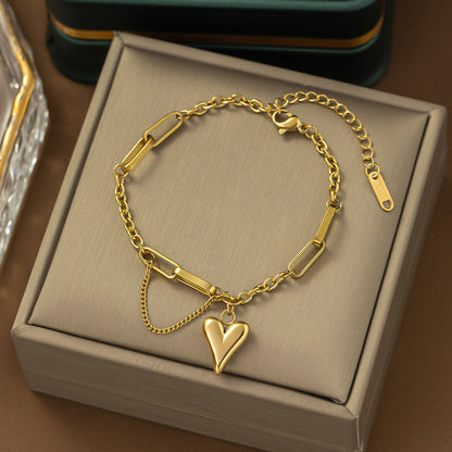 Wholesale Sweet Heart Shape Titanium Steel Plating Bracelets Necklace