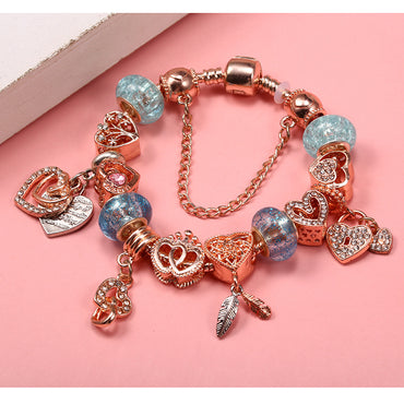 Sweet Heart Shape Crown Flower Copper Bracelets In Bulk