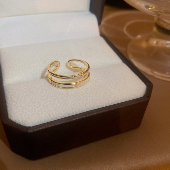 Korean temperament diamond zircon geometric opening ring light luxury niche fashion index finger ring Internet celebrity versatile jewelry women