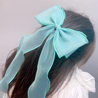 Snow Yarn Streamer Double-layer Bow Hairpin