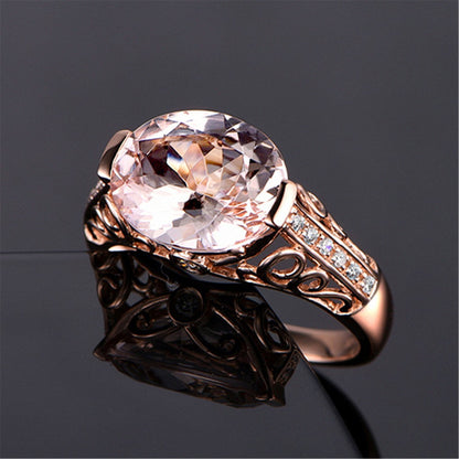 Cross-border Foreign Trade New European And American Morganite Colored Gemstone Hollow Ring