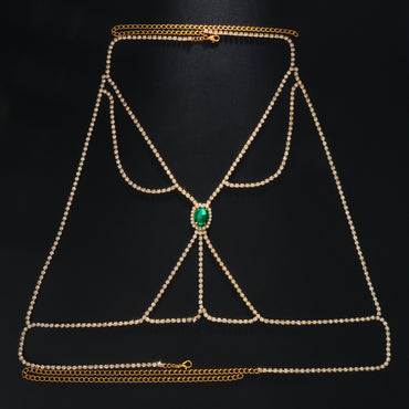 Fashion Geometric Alloy Plating Artificial Gemstones Body Chain