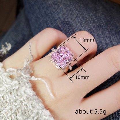 Shiny Square Copper Inlay Zircon Rings Earrings Necklace