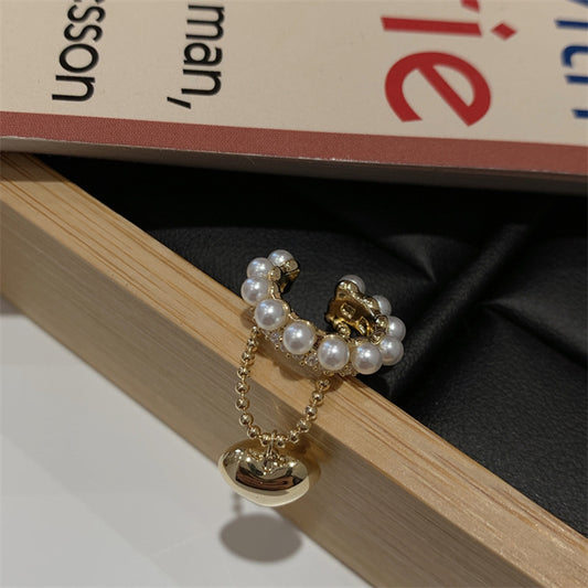 1 Piece 1 Pair Streetwear Heart Shape Plating Inlay Artificial Pearl Alloy Artificial Diamond Ear Clips