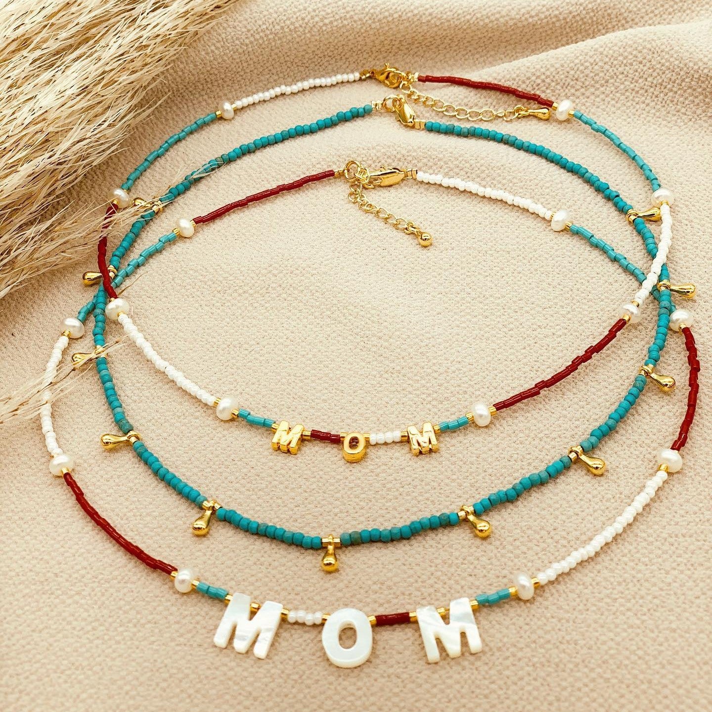 Mama Simple Style Letter Beaded Knitting Pearl Plating 18k Gold Plated Mother's Day Women's Necklace