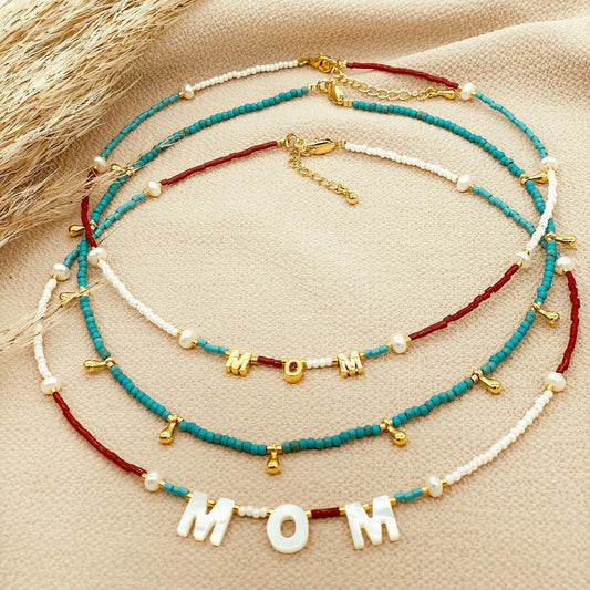 Mama Simple Style Letter Beaded Knitting Pearl Plating 18k Gold Plated Mother's Day Women's Necklace