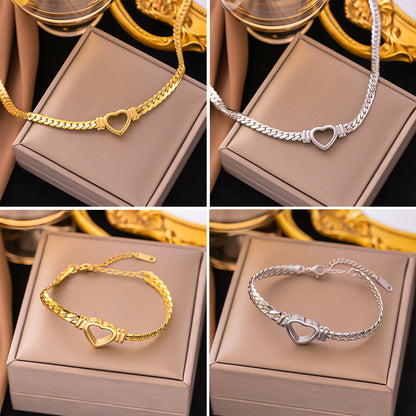 Wholesale Vacation Heart Shape Titanium Steel Plating Bracelets Necklace