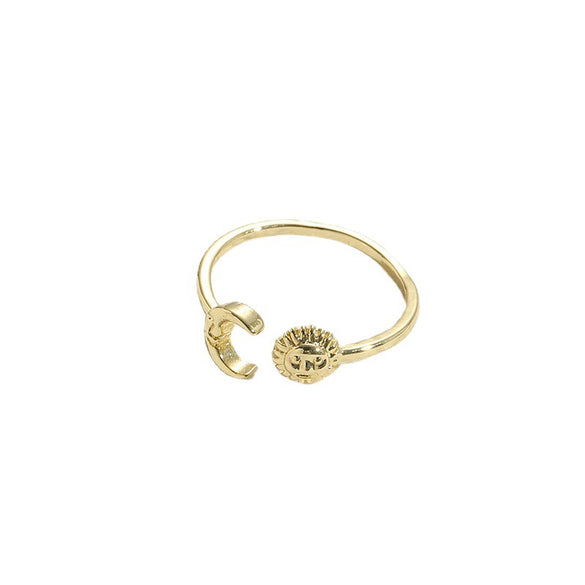 hot sale opening sun moon daisy ring literary niche design sense light luxury personality simple ring