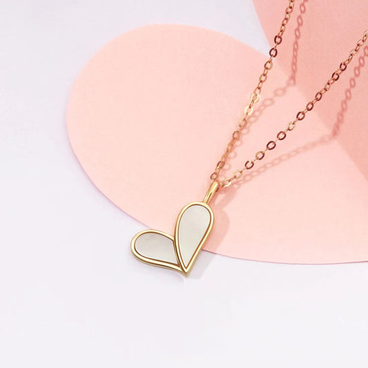 Elegant Heart Shape Sterling Silver Plating 14k Gold Plated Pendant Necklace