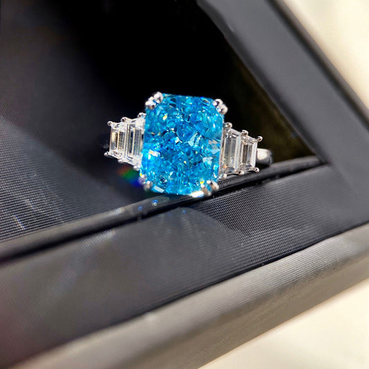 Same Toppa Blue Ring Pt950 Imitation Imported Moissan Diamond Ring Wedding Gift