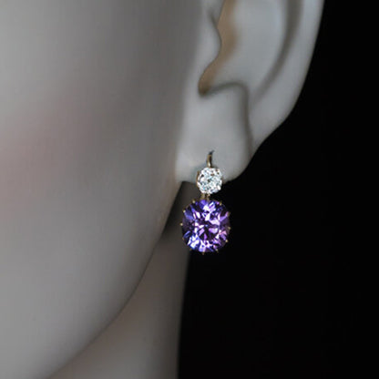 Simple Inlaid Purple Zircon Geometric Earrings Fashion Copper Earrings