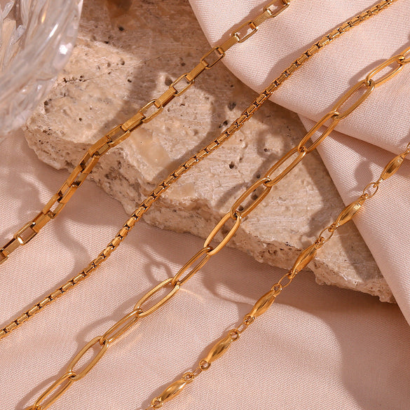 Minimalist Women Geometric Stainless Steel 18K Gold Plated Anklets