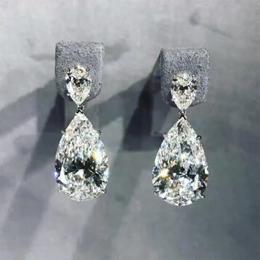 Fashion Shining Micro-set Zircon Water Drop Shaped Copper Earrings Wholesale