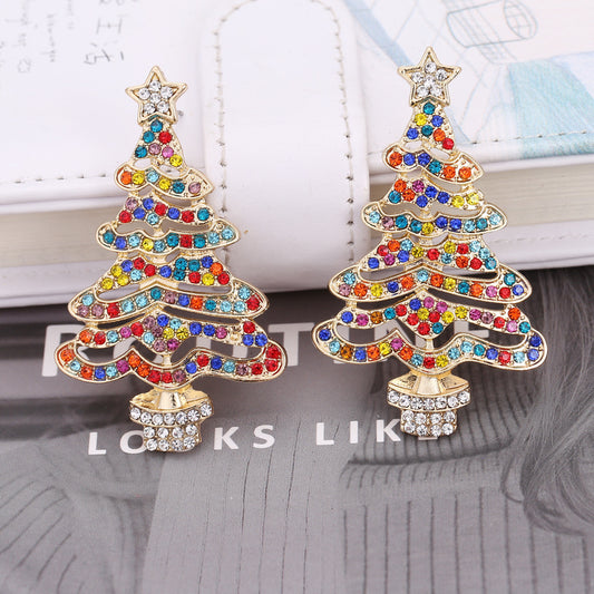 Fashion Christmas Tree Alloy Inlay Rhinestones Pearl Women's Drop Earrings 1 Pair