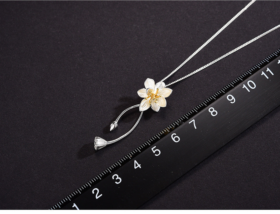 Wholesale Elegant Sweet Flower Sterling Silver Plating Pendant Necklace