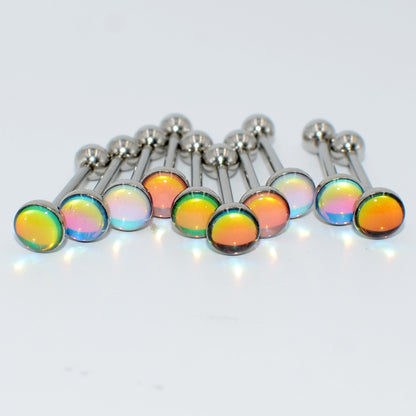 1 Piece Tongue Rings Simple Style Gradient Color 304 Stainless Steel Resin Polishing Tongue Rings
