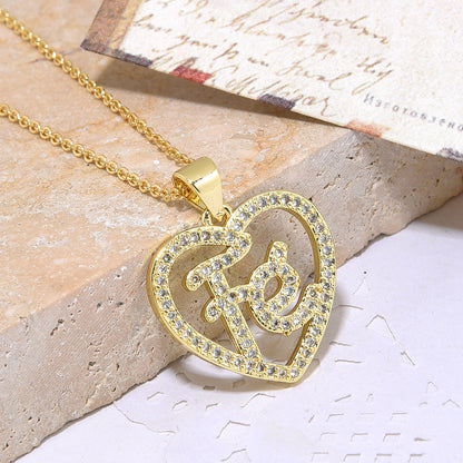 Copper Simple Style Classic Style Heart Shape Inlay Zircon Pendant Necklace