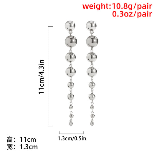 Personality Geometry Trendy Women's Large And Small Bead Earrings Europe And America Cross Border Metal Beaded New Earrings Women's