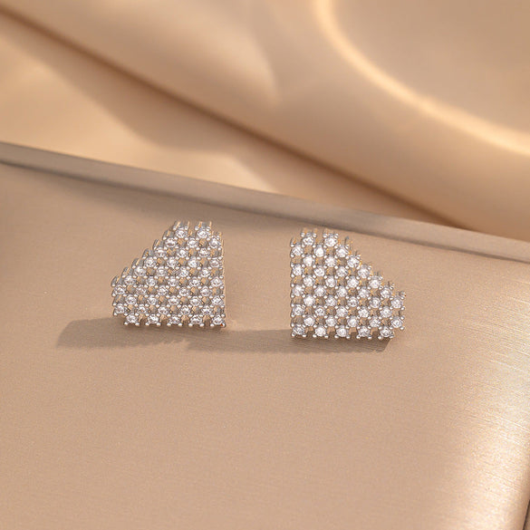 Moderate Luxury Flower Copper Diamond Inlay Stud Earrings