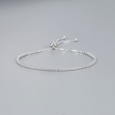 Simple Style Square Silver Inlay Zircon Bracelets 1 Piece