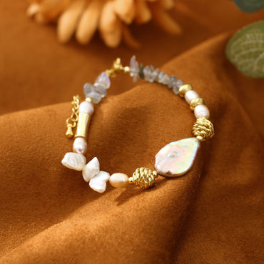 Simple Style Classic Style Geometric Moonstone Freshwater Pearl Copper Bracelets In Bulk