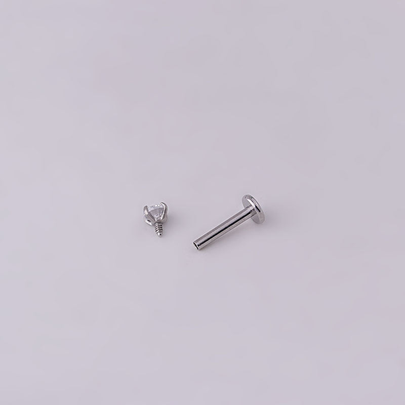 3mm Round Zircon Inner Tooth Lip Nail 6/8/10mm Stainless Steel Piercing Jewelry