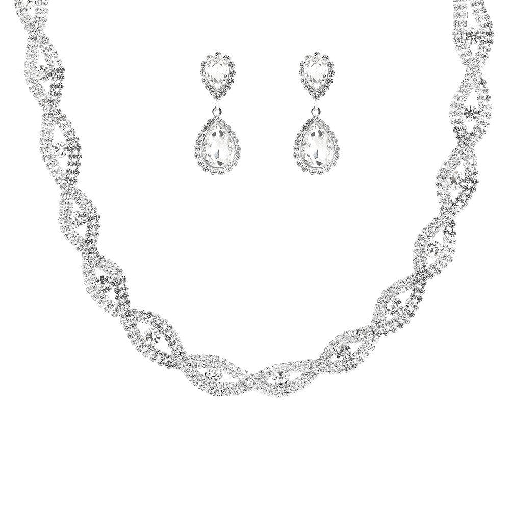 Bridal Jewelry Necklace Bracelet Earring Set Three-piece Hollow Jewelry