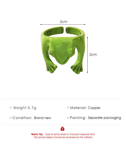 Fashion Solid Color Metal Frog Split Ring