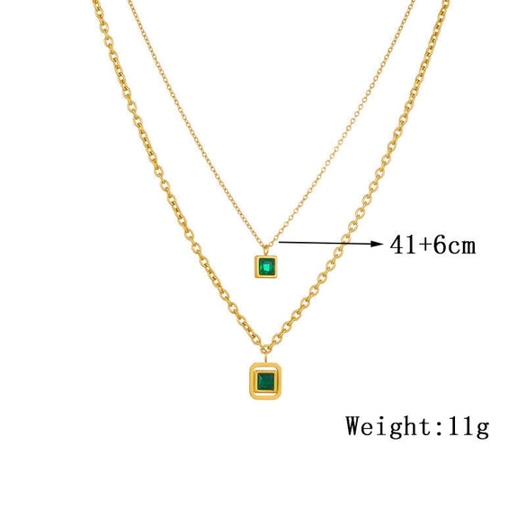Fashion Square Titanium Steel Electroplating Necklaces