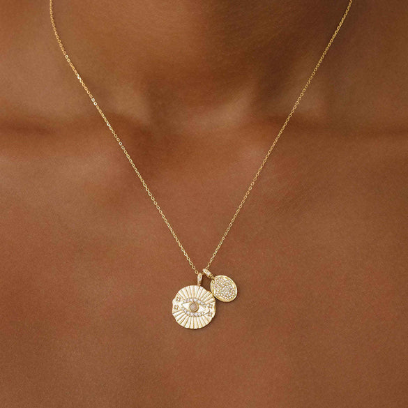 Independent Station New Devil's Eye Necklace Women's Light Luxury Copper-plated 14k Gold Inlaid Zircon Alphabet Clavicle Chain