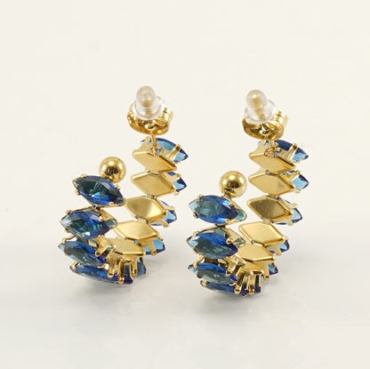 Cross-border stainless steel diamond earrings earrings Europe, America and South America fashion 18K gold titanium steel light luxury zircon earrings women