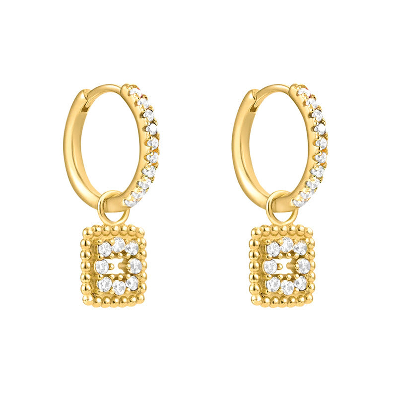 Fashion Cross Heart Shape Copper Silver Needle Plating Zircon Dangling Earrings 1 Pair