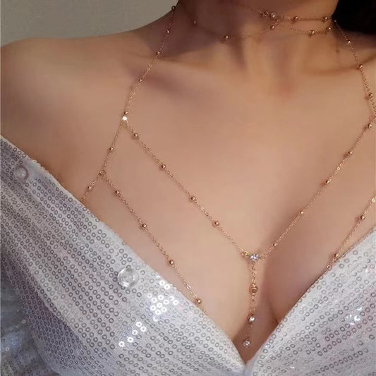 Sexy Simple Style Water Droplets Solid Color Alloy Plating Inlay Artificial Diamond Women's Body Chain