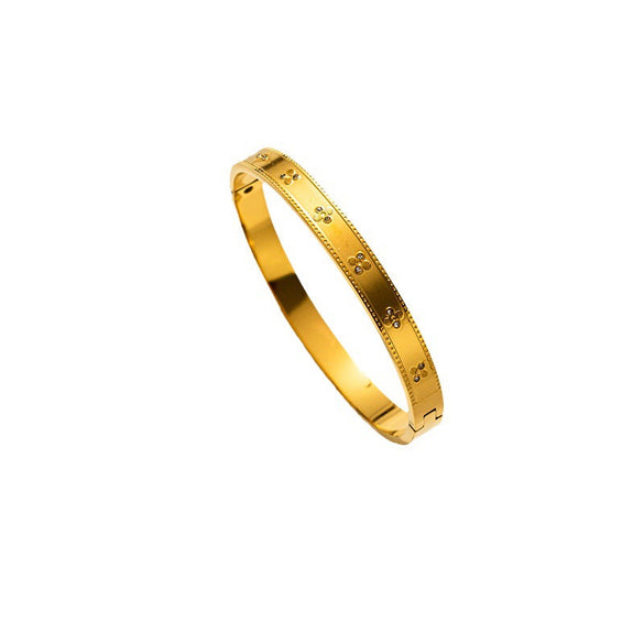 Moderate Luxury Round Stainless Steel 18K Gold Plated Bangles
